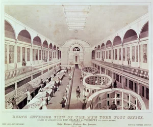 North Interior View of the New York Post Office, Engraved by Endicott